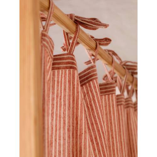 Boho vertical stripe gauze linen curtain, bohemian gauze Custom Sizes Bedroom & Living Room Door Window SET OF 2 Curtains Drapes