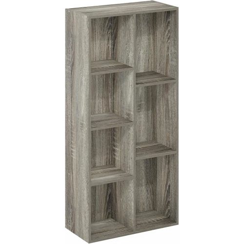 Furinno Luder 7-Cube Reversible Open Shelf, French Oak