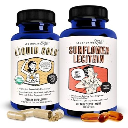 Legendairy Milk Liquid Gold + Sunflower Lecithin Lactation Supplement for Milk Supply Increase and for Clogged Milk Ducts - Breastfeeding Supplements for Milk Flow and Boost Milk Production