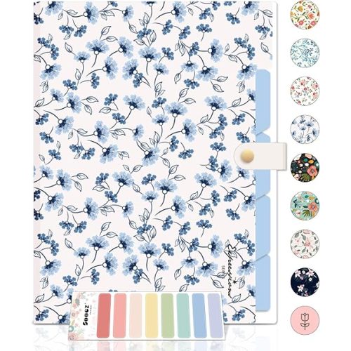 Sooez File Folders Organizer, Folders with 5 Pockets, Folders for Documents w/Sticker, Accordion File Organizer, Paper Receipt Bill Filing Organizer, School College Office Travel Essentials Supplies