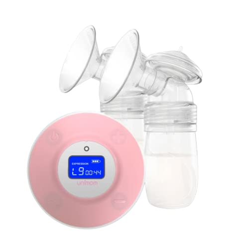 Unimom Double Electric Breast Pump –No Back Flow Hygienic Design, Certified Multi-User – BPA Free - Adjustable Suction, Pumping and Massaging Modes and Speeds - Touch LCD Display – by Unimom