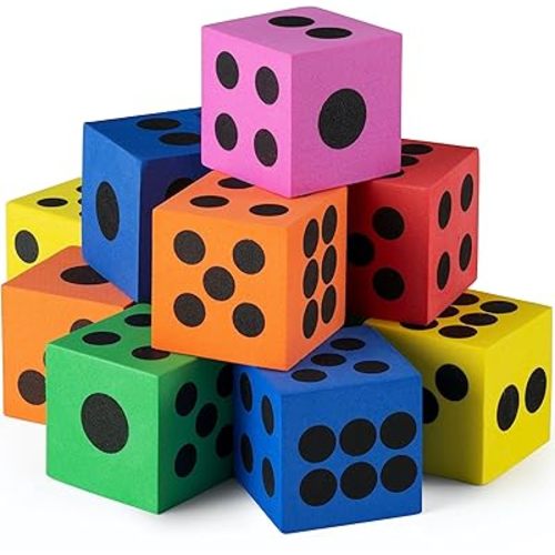 Foam Dice Set - Bulk Pack of 12, 1.5 Inch Large Assorted Colorful Foam Dice Cubes with Number Dots, Use for Kids, Classrooms, Math Games, Building Toys, Party Supplies by Bedwina