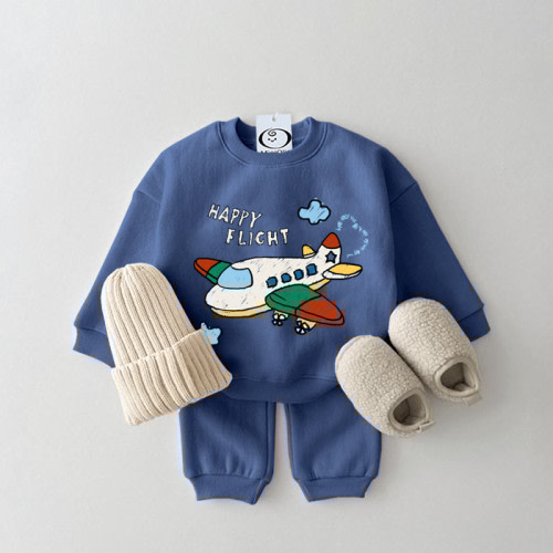 HAPPY FLIGHT Baby Casual Blue Set - size: 0-3M