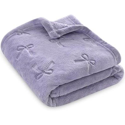 BORITAR Baby Blanket 3D Fleece Flannel Blanket Bow Design 30x40 Inch Purple