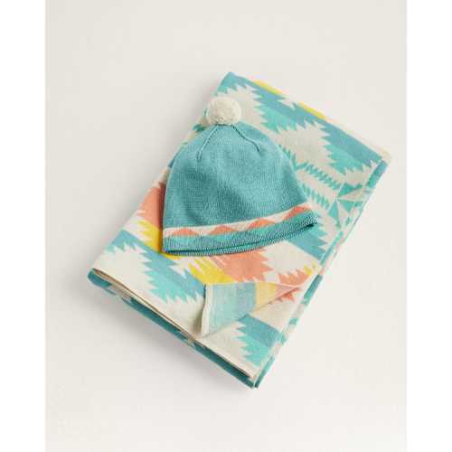 KNIT BABY BLANKET WITH BEANIE