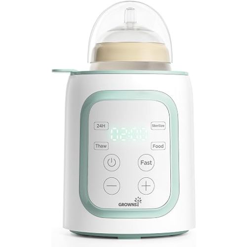 Grownsy Baby Bottle Warmer, 8-in-1 Fast Baby Milk Warmer with Timer for Breastmilk or Formula, Accurate Temperature Control, 24H Keep, Food Heater&Defrost BPA-Free Bottle Warmer for All Bottles- Green