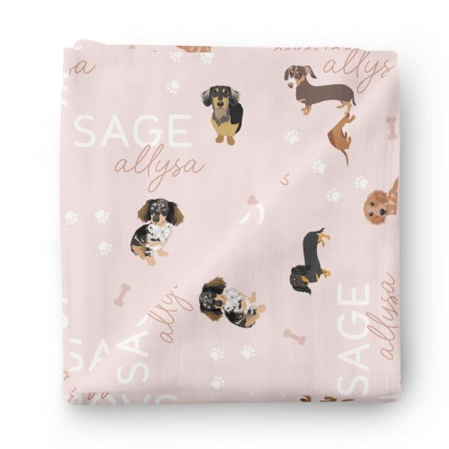 Personalized Baby Name Swaddle Blanket | Dog Breeds