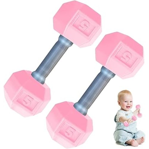 2 Pcs Baby Dumbbell,Dumbbells for Baby Mini 1.8x4.7 In Silicone Hand Weight Lifting Set for Fitness Exercise Funny Sport Toys for Toddlers Ideal Gift (Style 1)