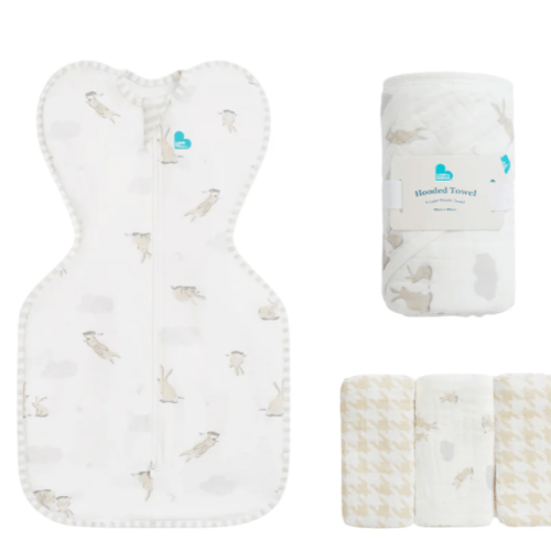 Newborn Gift Bundle | Swaddle Up | Towel | Wash Cloth | Cloud Bunnies