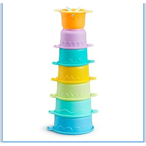 Munchkin Connect-A-Cup Bath Toy, Stacking and Straining Cups for Baby and Toddler