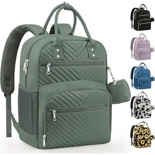 Pritent Diaper Bag Backpack,Baby Essentials Diapers Bag with Pacifier Case,Multipurpose Stylish Large Capacity Travel Backpack for Baby Girl/Boy(M-Green)