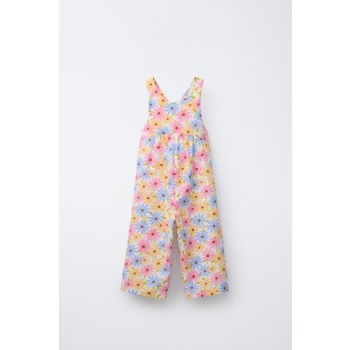 FLORAL LINEN BLEND LONG JUMPSUIT - Multicolored | ZARA United States