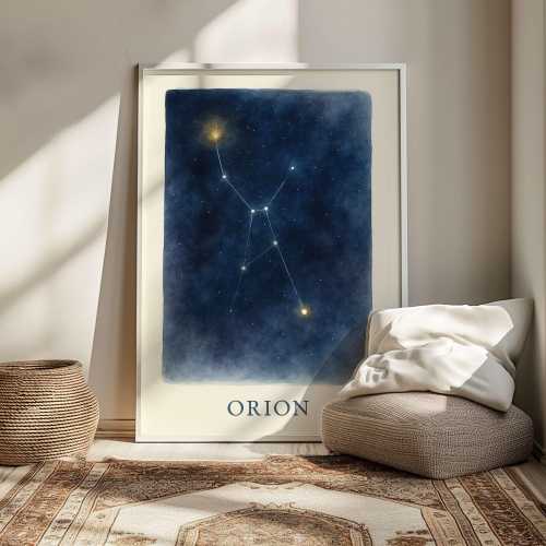 Orion Constellation Print – Orion’s Belt Star Map for Kids Room, Nursery, or Classroom | Astronomy Wall Art | Digital Night Sky Poster