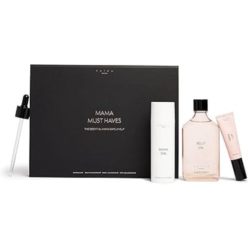 HATCH Mama Must Haves Kit - Belly Oil, Nipple + Lip Rescue Balm, and Down Girl Soothing Leg + Foot Relief - 3 Piece Set - Maternity Essentials