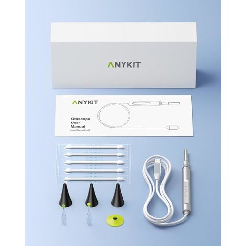 Anykit USB-C Digital Otoscope for Type-C Phone & Tablet, Ultra Clear View Ear Camera with Ear Wax Removal Tools, Video Ear Scope Otoscope with Light, Support Capture Photo & Record Videos
