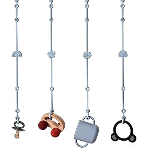 Andy Bear Toy Straps for Baby Toy Safety Straps Silicone High Chair Toys Straps Toddler Bottle Straps for Strollers, High Chair, Cribs, Car Seat, Stroller Accessories, Baby Pacifier Clip-Dusty Blue