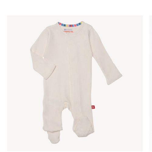 whipped cream ribbed cotton magnetic parent favorite footie – Magnetic Me