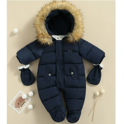 Peyakidsaa Infant Baby Boys Girls Winter Snowsuit Coat Romper Warm Outwear Hooded Footie Puffer Jacket 6-9 Months - Walmart.com