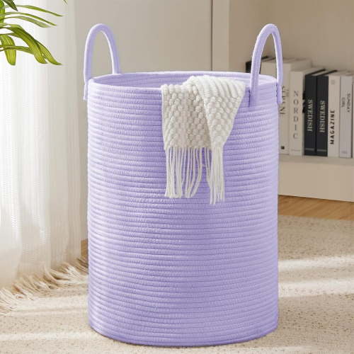 Jute Rope Woven Laundry Hamper Basket by 72L Tall Luandry Basket Baby Nursery Hamper for Blanket Storage in Bedroom-Large-Jute