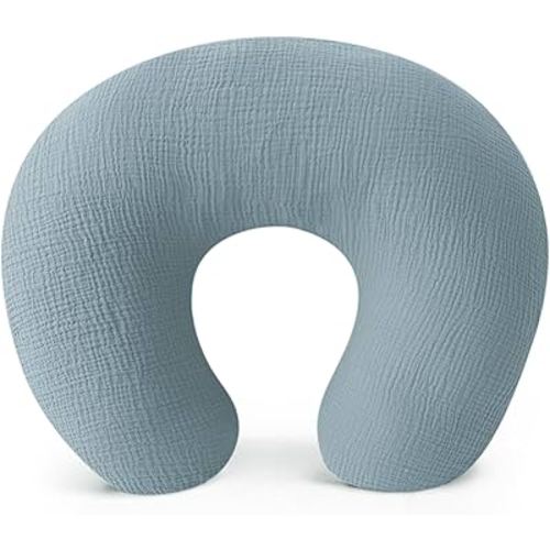 Konssy Muslin Nursing Pillow Covers, 100% Cotton Soft & Adorable Covers for Breastfeeding Pillows, Slipcovers for Newborn Baby Boys & Girls