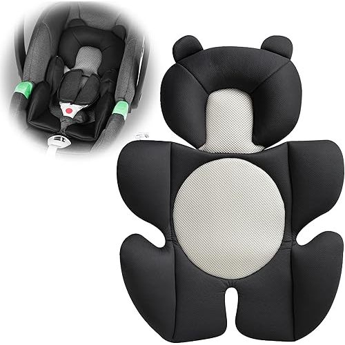 Baby Support Cushion - Breathable 3D Mesh Infant Insert for Strollers, Car Seats, High Chairs, and More - Perfect for Newborns (Black)