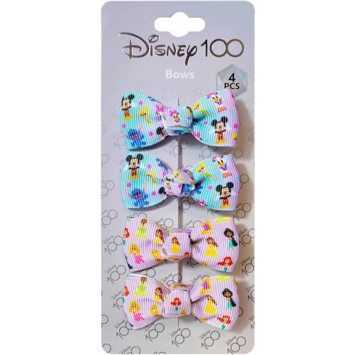 Disney Baby Girls Bows 4 Fully Lined With Soft Fabric Baby Bows Matching Newborn Bows For Girls Small Hair Clips for Baby Girl Hair Accessories Newborn Essentials Must Haves Baby Gifts for Girls