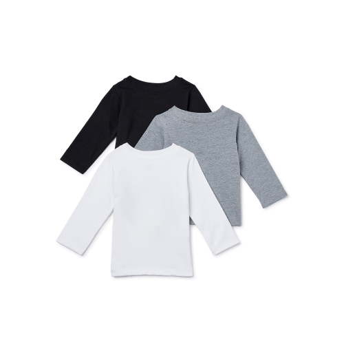 Garanimals Baby Boys Basic Long Sleeve T-Shirt Multipack Set, 3-Piece, Sizes 0/3M-24M