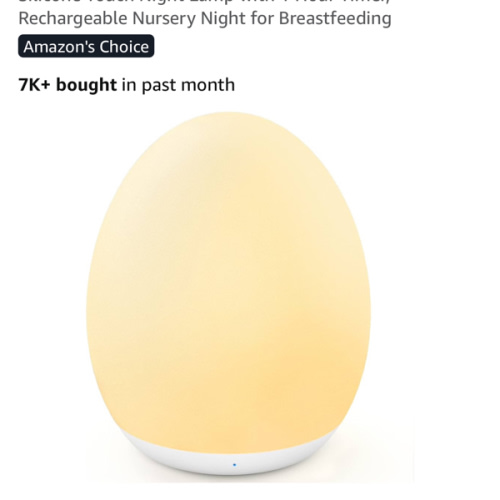 MediAcous Night Light for Kids, Baby Egg Light for Nursery, 7 Colors Changing & Stepless Dimming, Soft Silicone Touch Night Lamp with 1 Hour Timer, Rechargeable Nursery Night for Breastfeeding