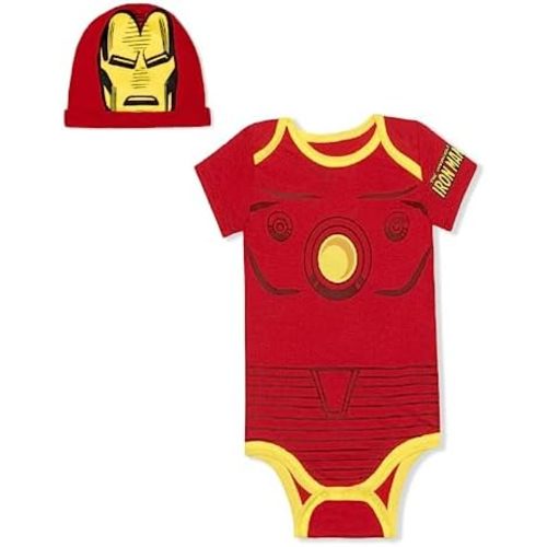Marvel Avengers Spider-Man, Thor, Captain America, Hulk, Iron Man Boys Short Sleeve and Cap Set for Newborn and Infant