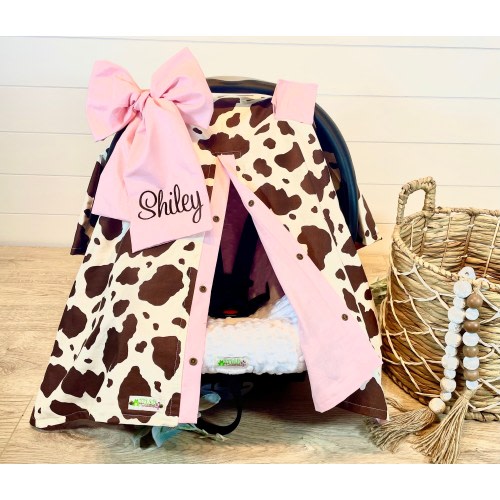 Cow print carseat canopy/carseat cover