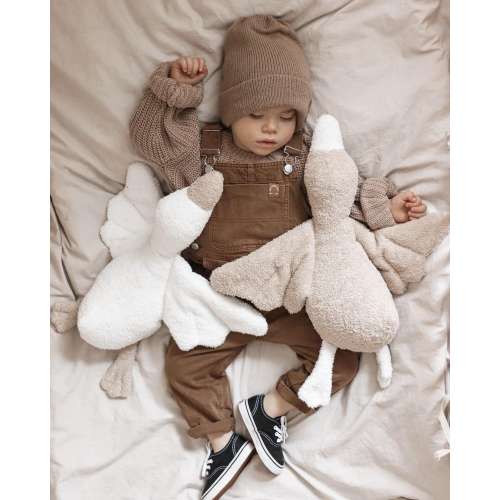 Fluffy Beige Goose DouDou Toy, Oeko-Tex Certified fabric, made in Europe / for Babies and Toddlers / Beige