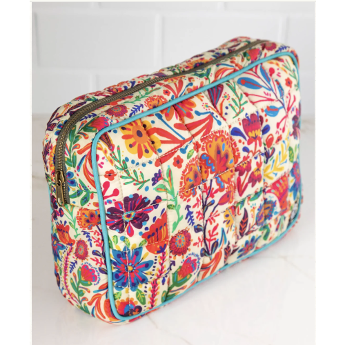 Puffy Cosmetic Pouch - Rainbow Cream Floral