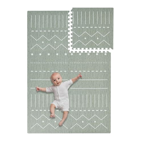 Toddlekind Playmat - Premium Foam Playmat, 4 x 6 feet Premium Quality Foam Play Mat for Babies/Toddlers, Stylish, Non-Toxic, Odorless, Berber-Moss (Green)
