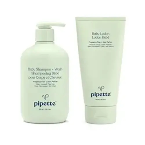 Pipette Fragrance-Free Wash and Lotion Duo, Clean, Tear-Free Bath Time, Sulfate-Free, Paraben-Free, Sensitive Skin Baby Wash, Sensitive Skin Baby Lotion, Hypoallergenic, Non-Toxic
