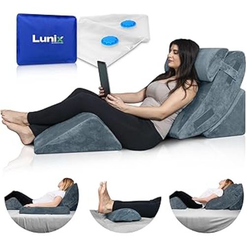 Amazon.com: Lunix LX5 4pcs Orthopedic Bed Wedge Pillow Set, Post Surgery Memory Foam for Back, Leg Pain Relief, Sitting Pillow, Adjustable Pillows Acid Reflux and GERD for Sleeping, Hot Cold Pack, Navy for Kids : Home & Kitchen