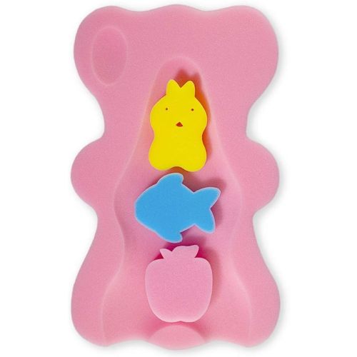 HALLO Soft Infant Bath Sponge Skid Proof Baby Bath Mat Newborn Odor Free (Pink)