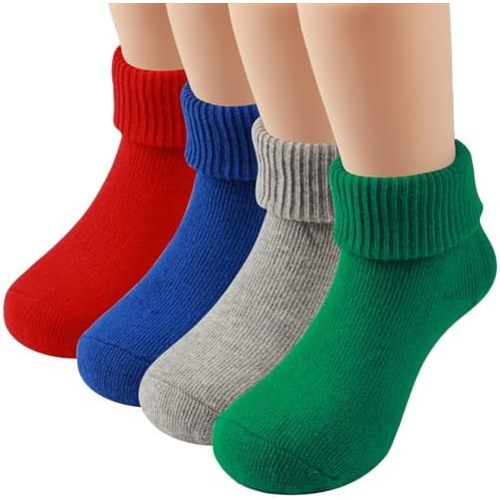 COTTON DAY Baby Infant Toddler Seamless Triple Roll Turn Cuff Slouch Socks Gift Box