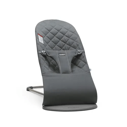 BabyBjörn Bouncer Bliss, Cotton, Classic Quilt, Anthracite 2-in-1 Adjustable Baby Bouncer Seat and Toddler Chair, Newborn to Toddler (8-29 lbs), 4 positions, Lightweight & Portable