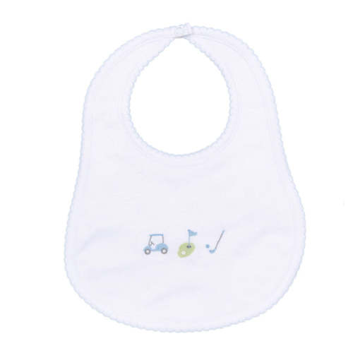 Tiny Tee Time Embroidered Bib - Light Blue