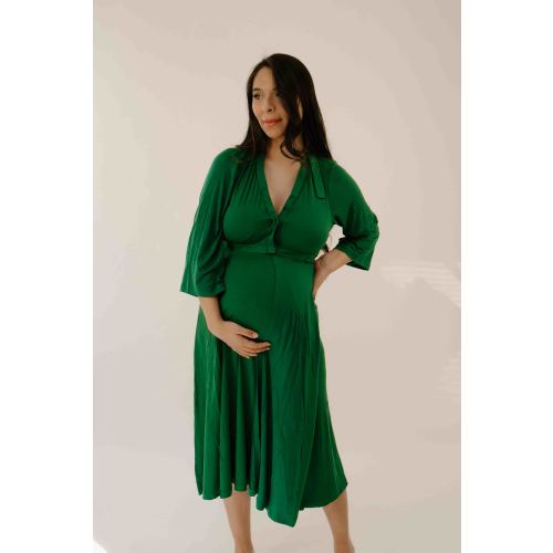 Lila Labor & Postpartum Gown in Emerald