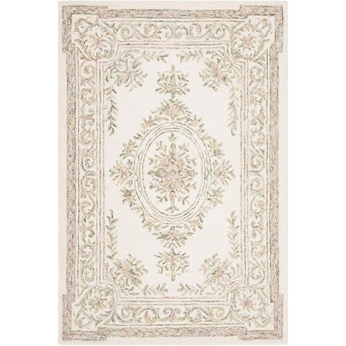 Safavieh Micro-Loop Collection Accent Rug - 4' x 6', Ivory & Fuchsia, Handmade Wool, Ideal for High Traffic Areas in Entryway, Living Room, Bedroom (MLP902R)