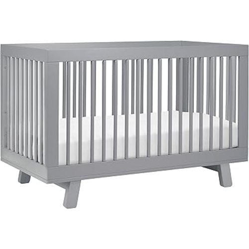 Babyletto Hudson 3-in-1 Convertible Crib with Toddler Bed Conversion Kit in Grey, Greenguard Gold Certified