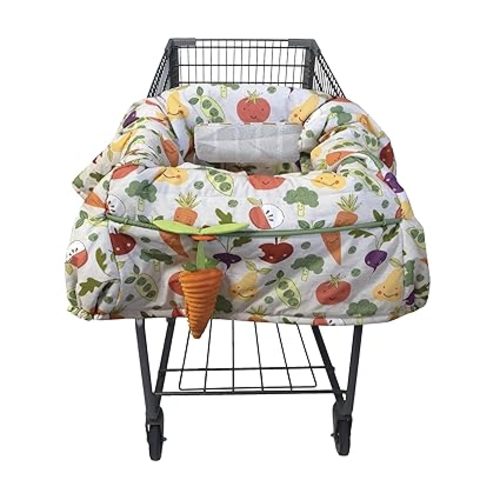 Boppy Shopping Cart Cover for Baby - 360° Coverage Cart Cover for Babies with Safety Harness, Toy Tether, One-Hand Placement, Machine-Washable, 6 Month & Up - Multicolor Farmer's Market