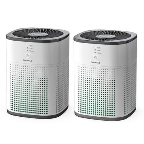 CHIVALZ 2 Pack Air Purifier for Bedroom, Air Purifiers for Home Bedroom, Quiet Air Cleaner with 24dB Sleep Mode, H13 HEPA Filter for Pet, White&Black