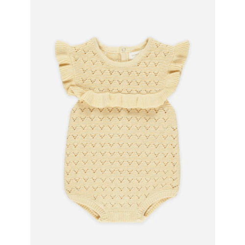 Pointelle Ruffle Romper || Yellow – Quincy Mae