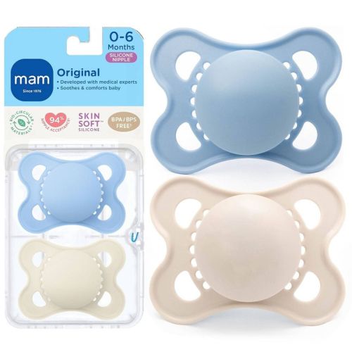 MAM Matte Original Unprinted Pacifier 0-6m - Boy - 2pc