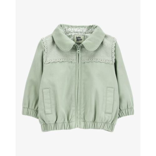 Baby Zip-Up Eyelet Woven Jacket - Green - OshKosh | Carter's