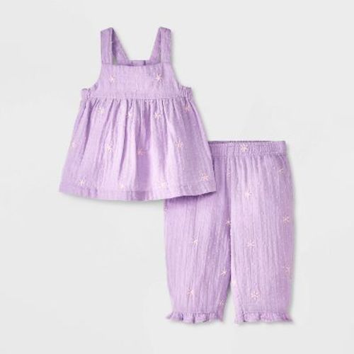 Baby Girls' Daisy Tank Top & Pants Set - Cat & Jack™ Purple Newborn