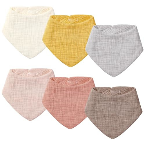 POIKSHARK Muslin Baby Bibs for Unisex Boys Girls, Soft Cotton Baby Drool Bibs, Drooling and Teething Bibs for Infant, Newborn