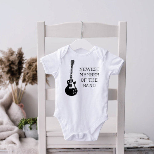 Guitar Baby Bodysuit, Baby Guitar Shirt, Guitars, Ready to Rock, Baby Clothes, Baby Shower Gift, New Baby, Baseball Sleeves, Music Lovers